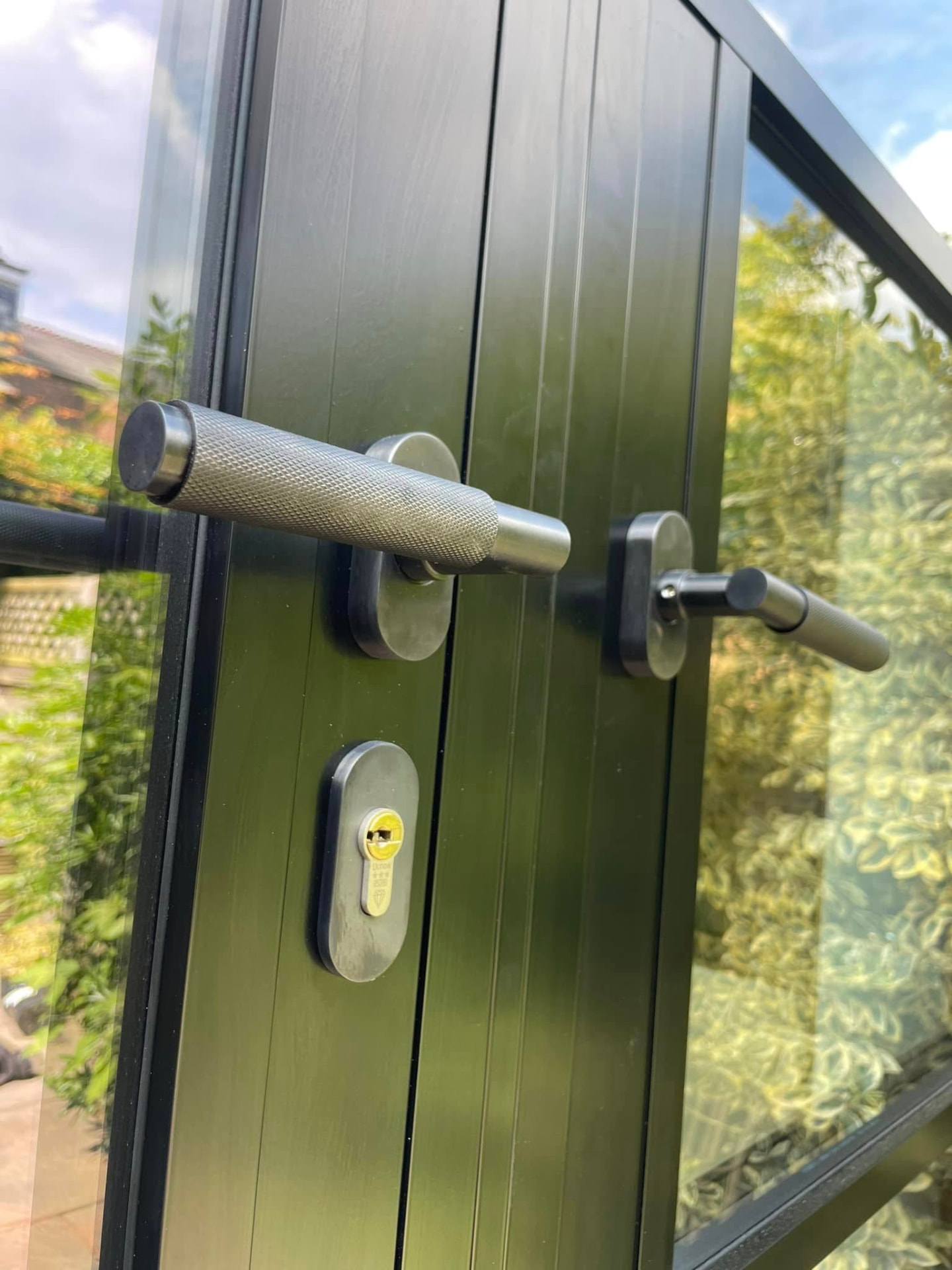 Brushed hardware detail, Composite door
